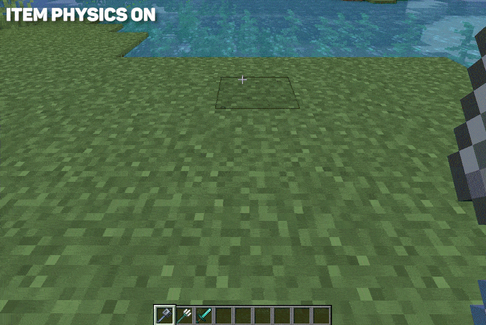 Comparison of the Item Physics Mod being Disabled and Enabled