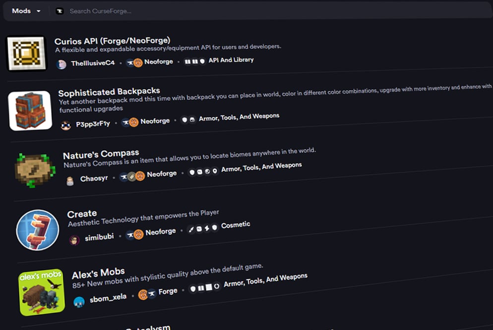 The Explore Page inside of the Lunar Client Launcher