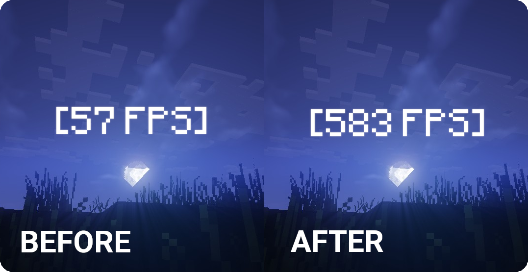 Lunar Client offering increased FPS over the vanilla Minecraft installation