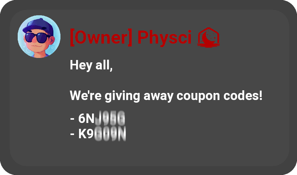 Example of giving away coupon codes