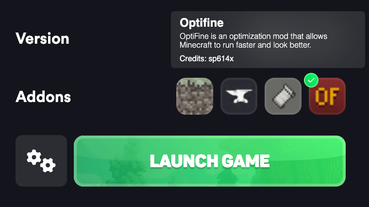 Vanilla Optifine Addon in Version Selector