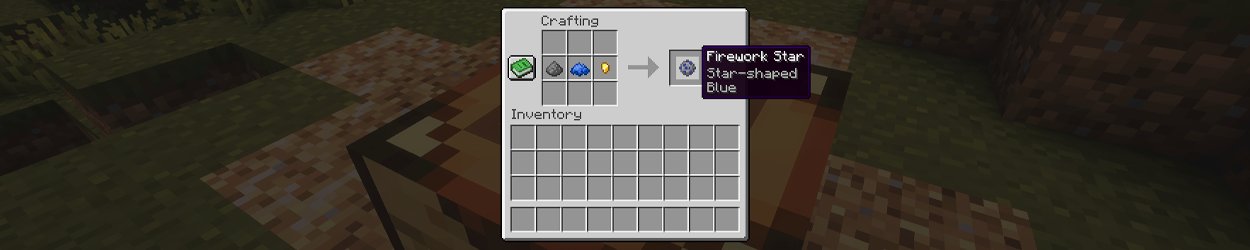 Crafting a Blue Star-shaped Firework on Lunar Client