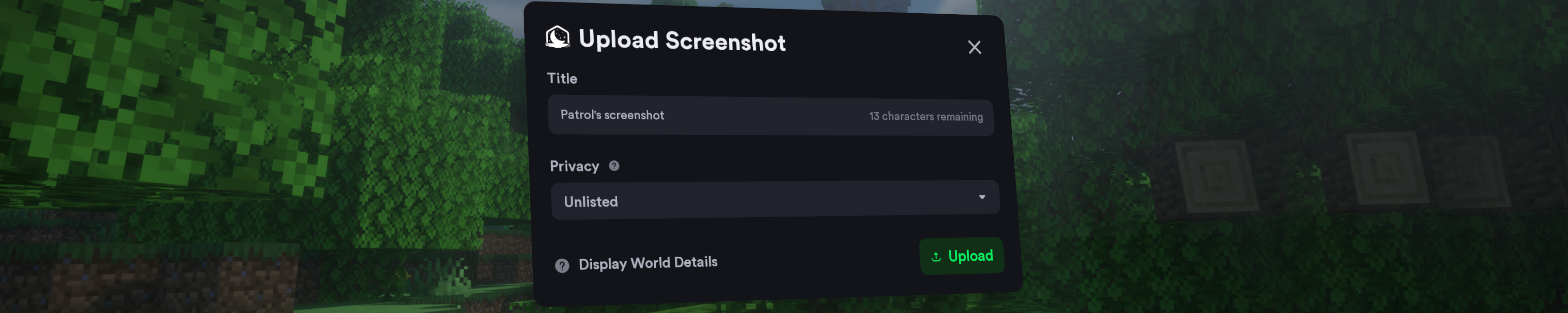 The new Screenshot Upload UI on Lunar Client