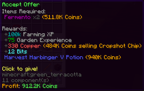 The new Garden Visitor Profit feature on Lunar Client