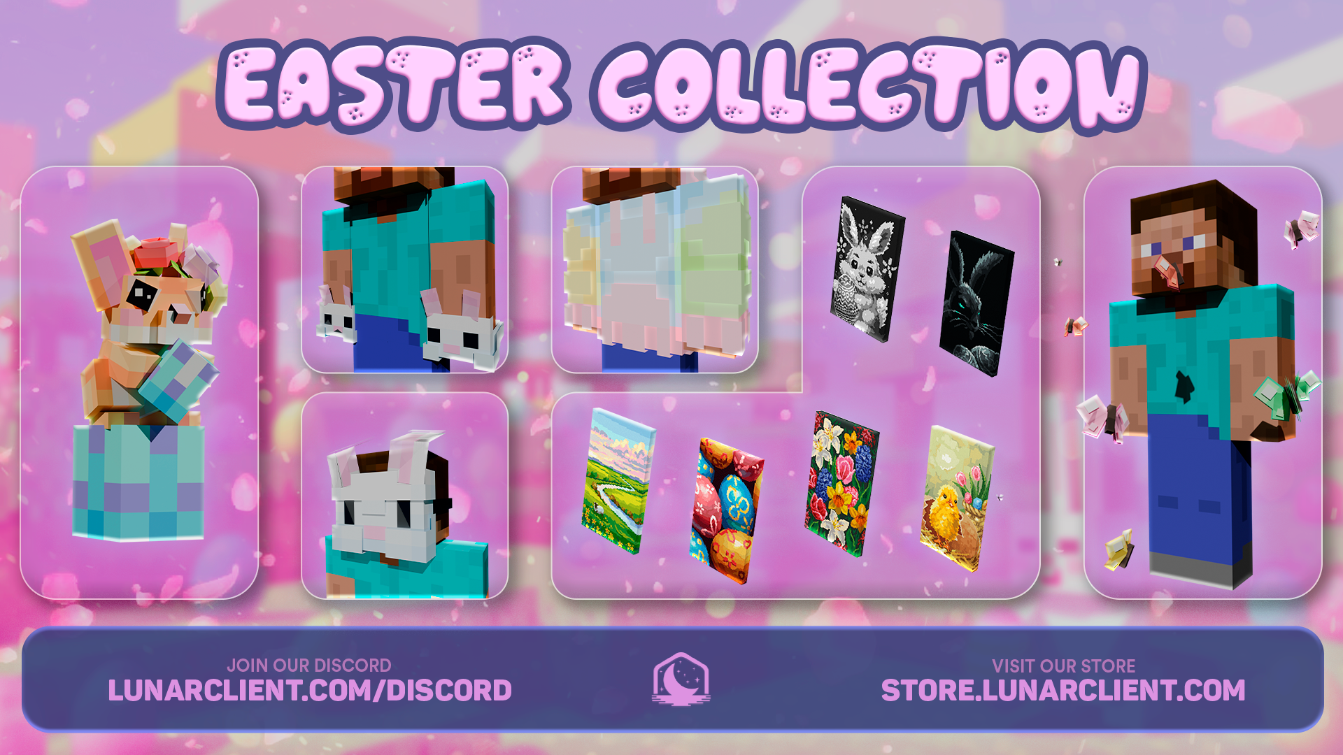 The Lunar Client Easter Collection drop for April 2025