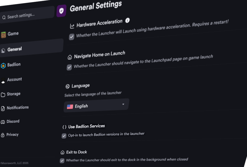 Opting into using Badlion Services in the Lunar Client Launcher