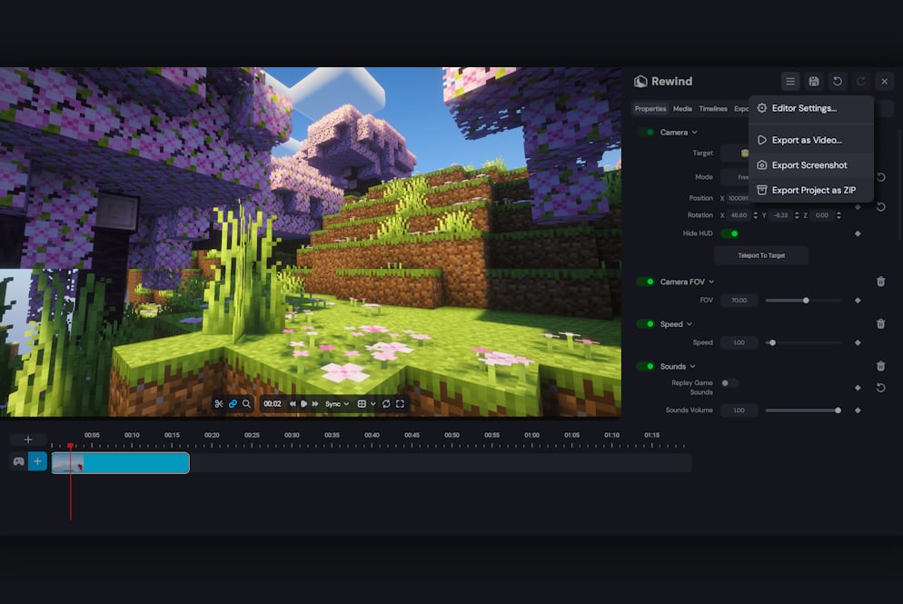 The Export Screenshot option in Rewind on Lunar Client1