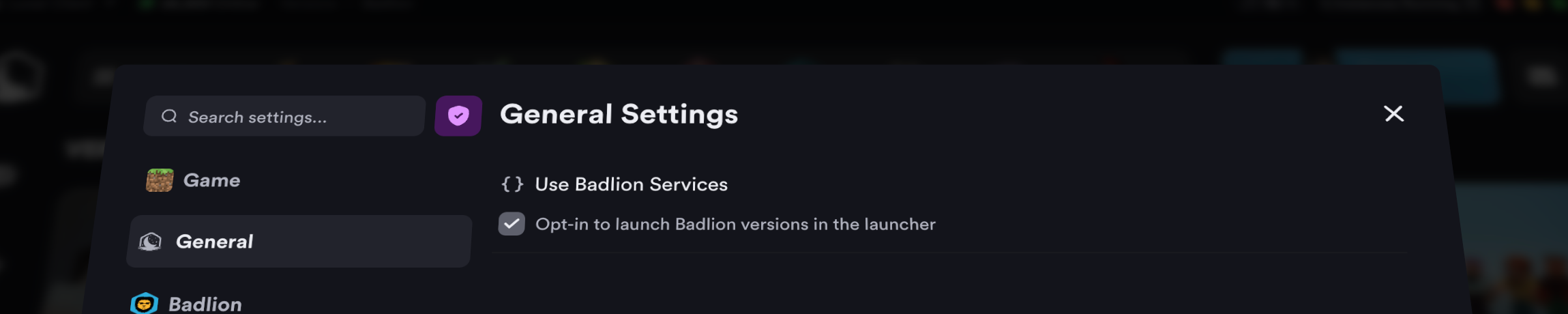 Opting in to Badlion services in Lunar Client’s launcher settings.