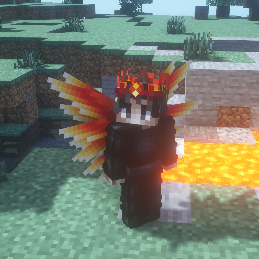 Worn as a pair, the Fire Crown and Phoenix Wings give a fiery style