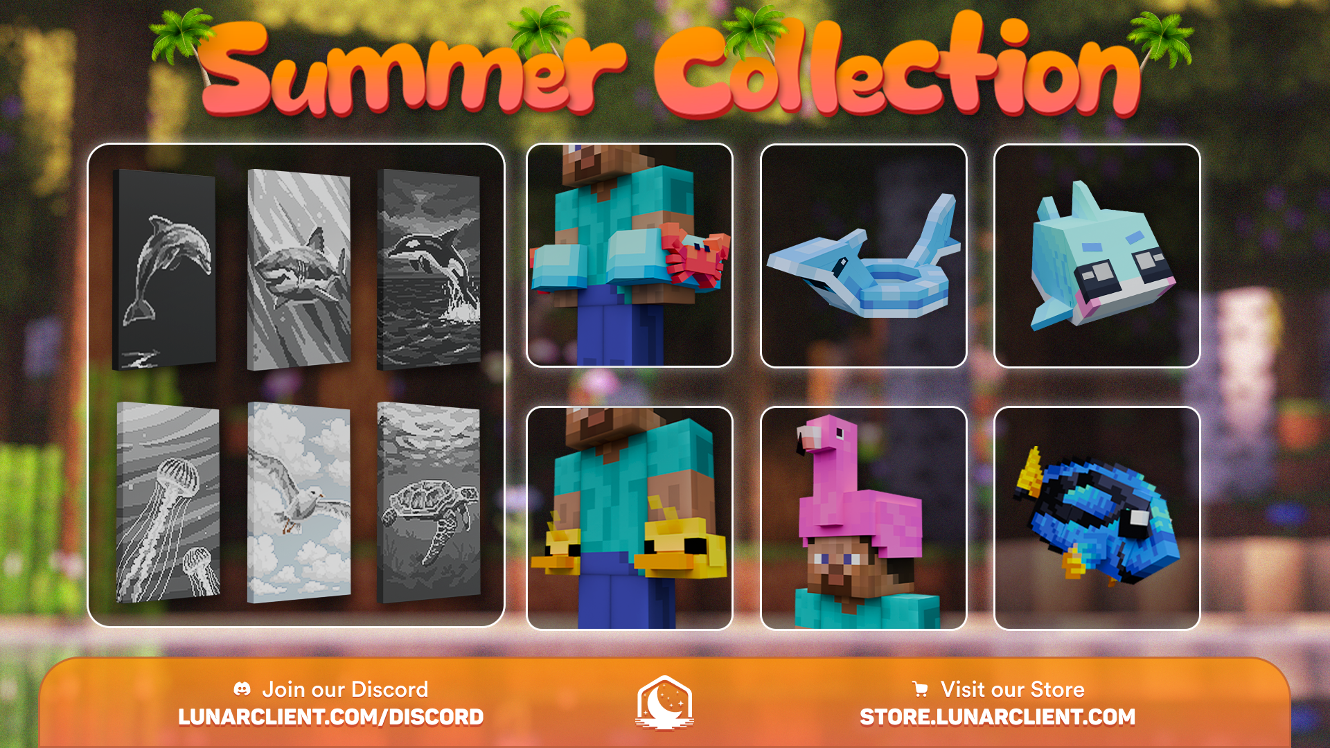 The Lunar Client Summer Collection drop for June 2025