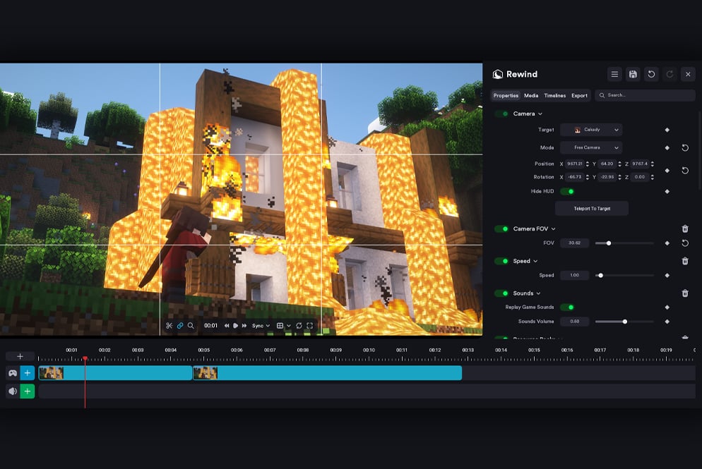 The in-game Rewind editor on Lunar Client