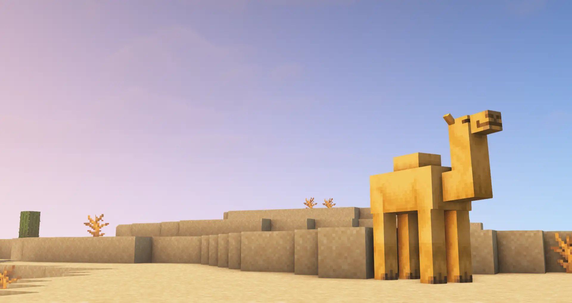 The camel in Minecraft version 1.20 roaming the desert